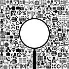 magnifying glass over a lot of items